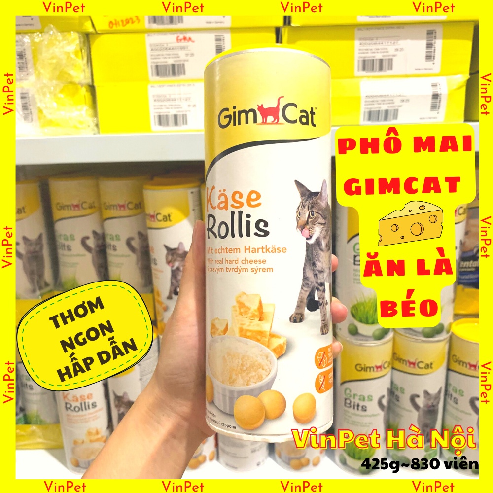 Phomai tăng nọng Kase Rollis dành cho Mèo phô mai - Gimcat Kase Rollis Cheese(lọ 850 viên)