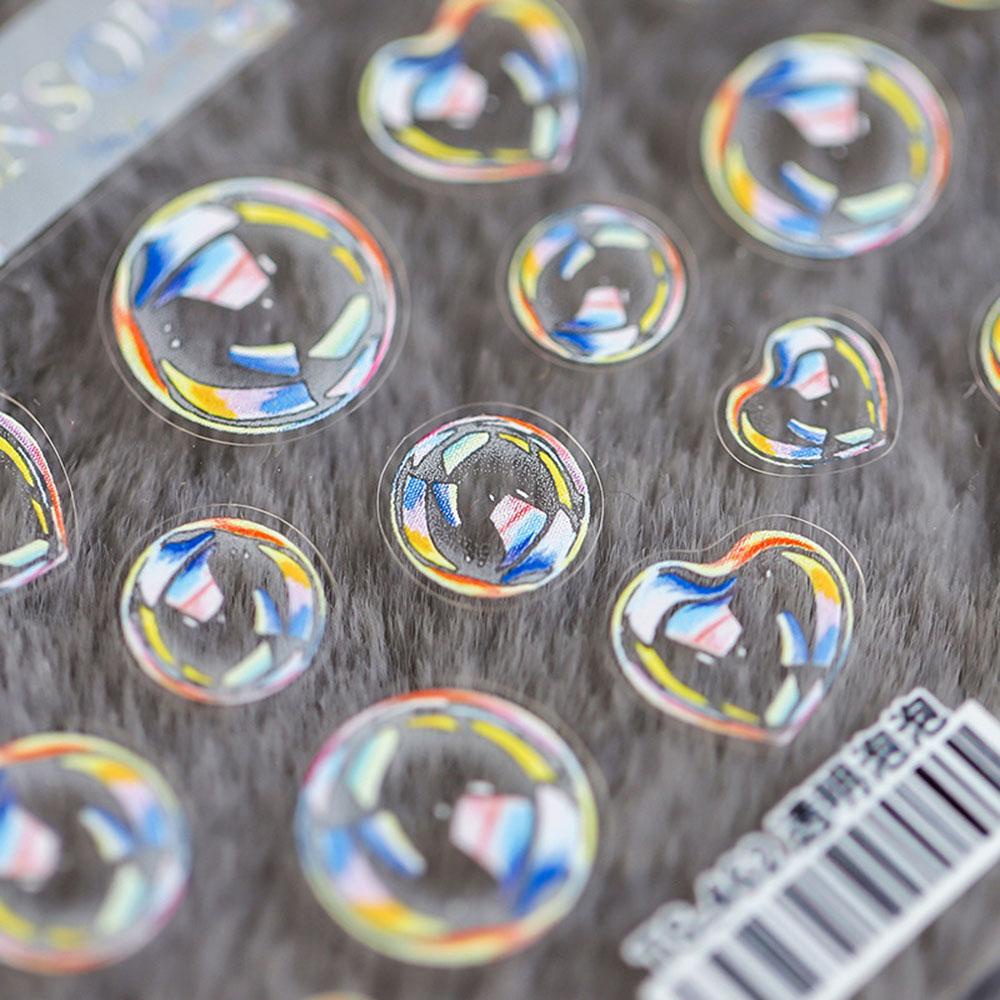 Miếng Dán Trang Trí Móng Tay Trong Suốt Dập Nổi Họa Tiết Bong Bóng 5D