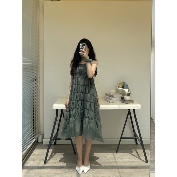 Váy maxi voan nhún kèm váy hai dây lót trong the.sweaterweather TSW (Ảnh thật)