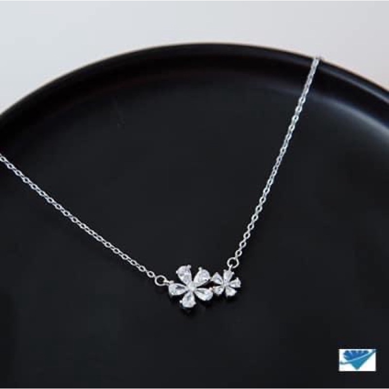 Dây chuyền hoa đôi xi vàng chuẩn bạc ta sang trọng (ảnh thật)