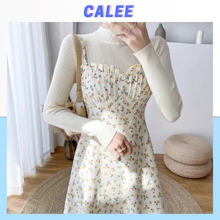   Váy 2 dây hoa nhí dáng dài, xếp ly ở ngực