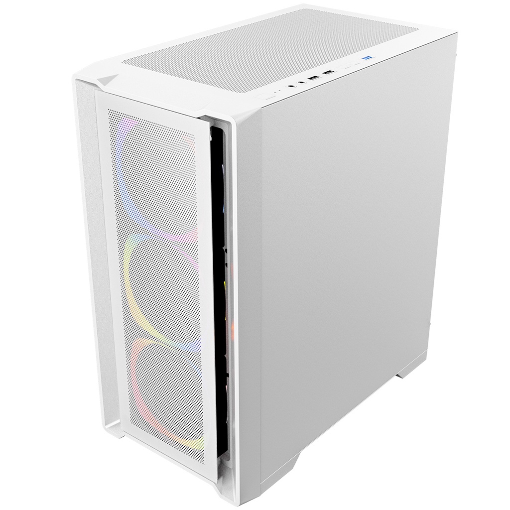 Vỏ case máy tính PC Kenoo E500 Esport 3F tặng kèm 3 Fan LED RGB thiết kế mặt kính dạng cửa mở M-ATX