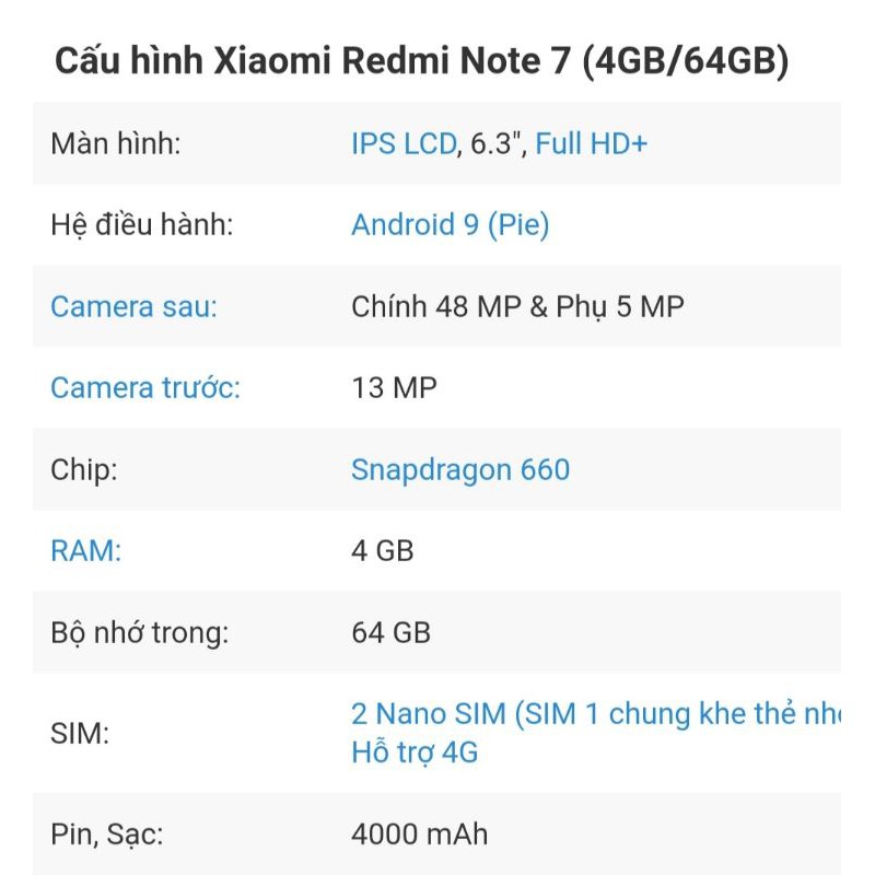 Điện thoại Redmi Note 7