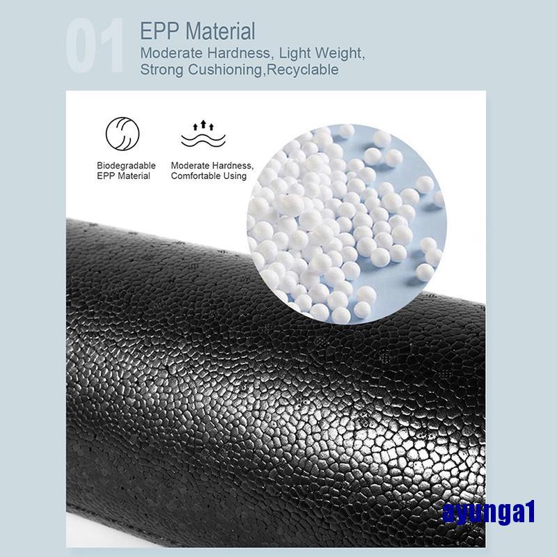 Ống lăn xốp 3 kích thước 30/ 45/ 60 cm màu đen dùng tập yoga tùy chọn