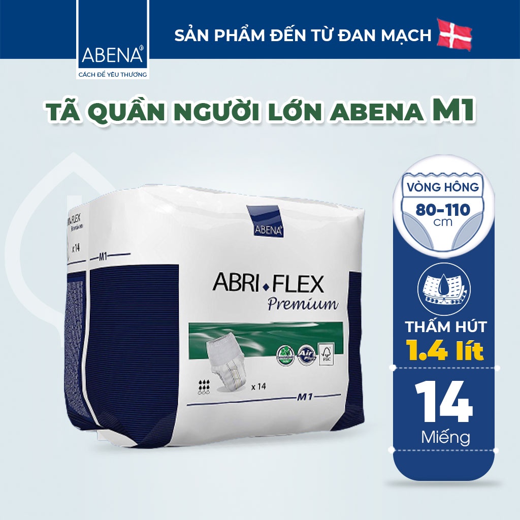 Tã quần người lớn, người già, sau sinh nhập khẩu Đan Mạch Abena Abri Flex Premium (Gói 14 miếng)