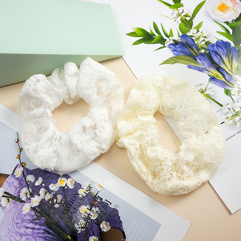 Dây cột tóc phối ren xinh xắn thời trang dành cho nữ