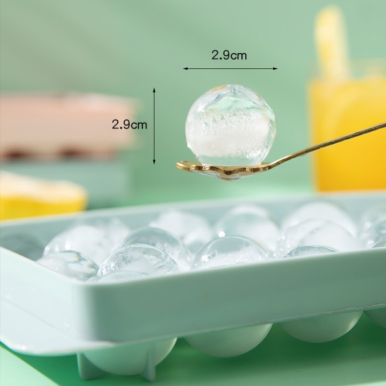 Khay đá tròn tủ lạnh 33 viên có nắp đậy Việt Nhật, Khuôn làm thạch hoa quả hình bi tròn ngộ nghĩnh