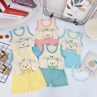 Bộ ba lỗ thun lạnh minky mom bé trai và gái