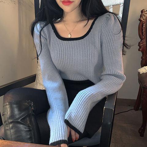 Áo len tay dài ôm dáng phong cách Hàn Quốc thời trang thu đông dành cho nữ