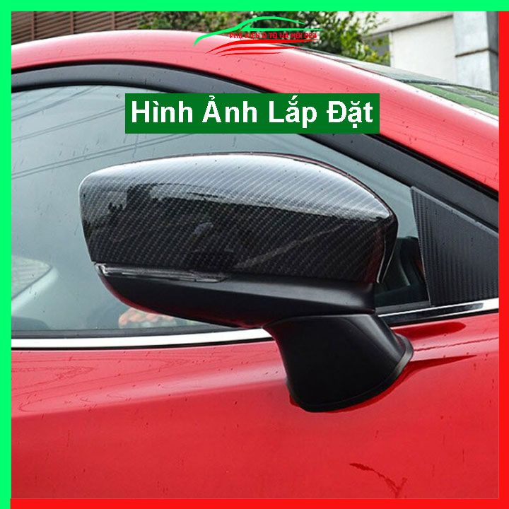 Ốp gương chiếu hậu Mazda 3 2015-2019 vân Cacbon bảo vệ chống trầy trang trí làm đẹp xe