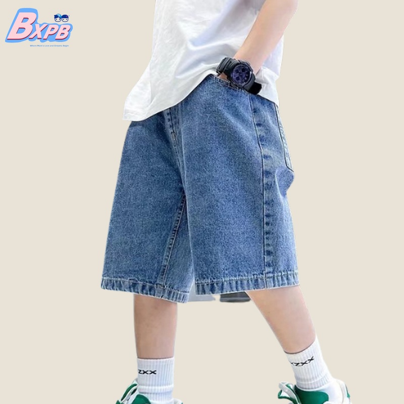 Quần short denim BXPB ống rộng phong cách năng động thời trang cho bé trai
