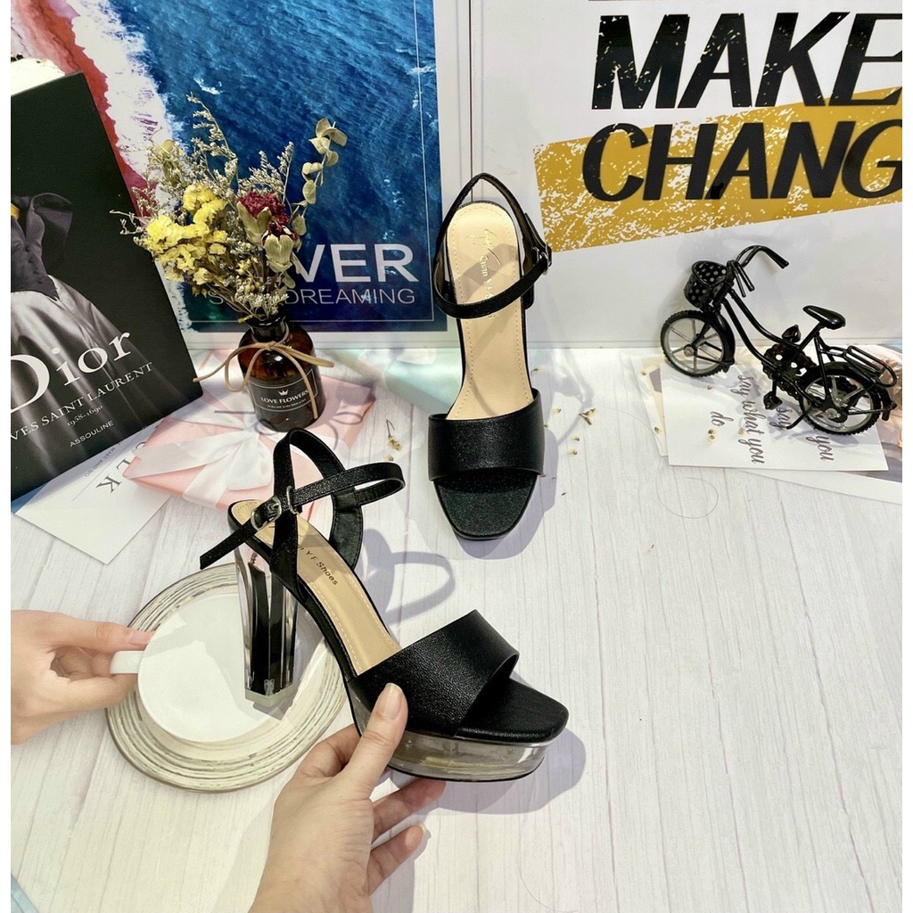 Giày Sandal Cao Gót Nữ 💥GIÀY CÔ DÂU - ĐI TIỆC💥 Đế Vuông 12 Phân Da Mờ T102