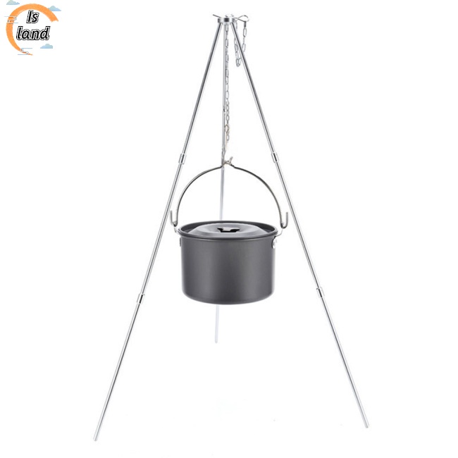 Giá treo nồi/ vỉ nướng 3 chân bằng sắt nhỏ gọn dành cho cắm trại/ dã ngoại/ đốt lửa trại/ đi bộ đường dài tiện dụng