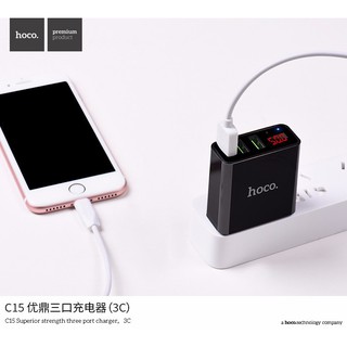 Tẩu sạc 3 cổng Hoco C15 3A