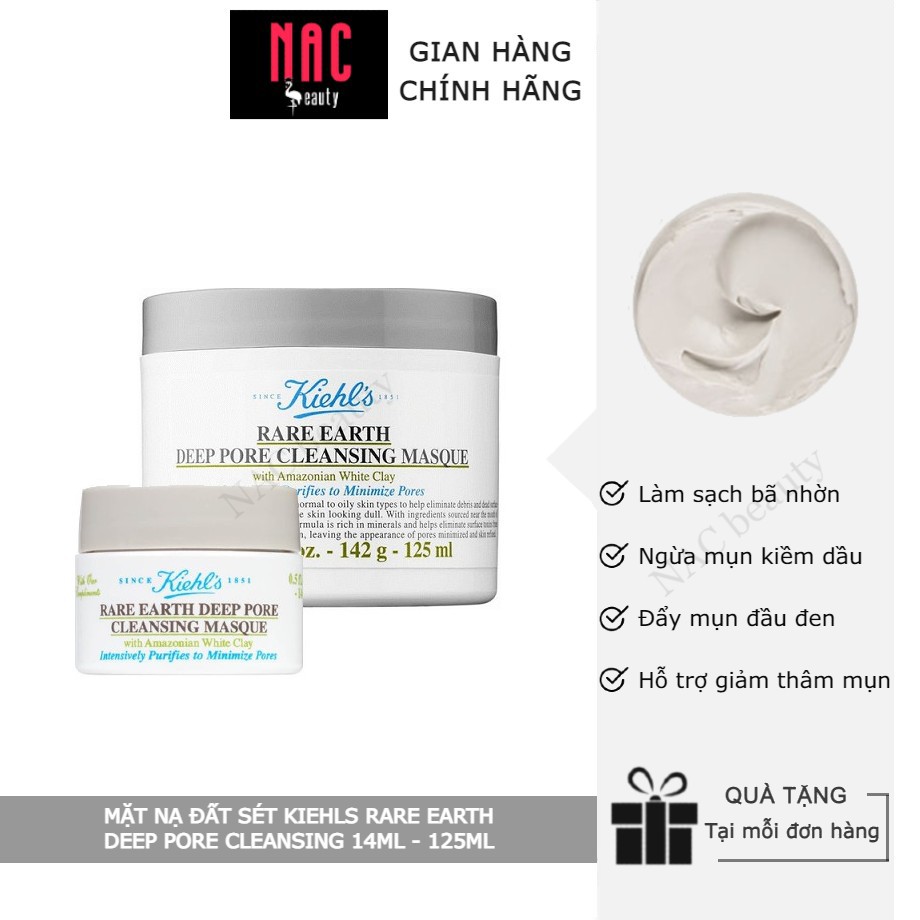 Mặt nạ đất sét KIEHLS RARE EARTH DEEP PORE CLEANSING 14ML - 125ML - NAC BEAUTY