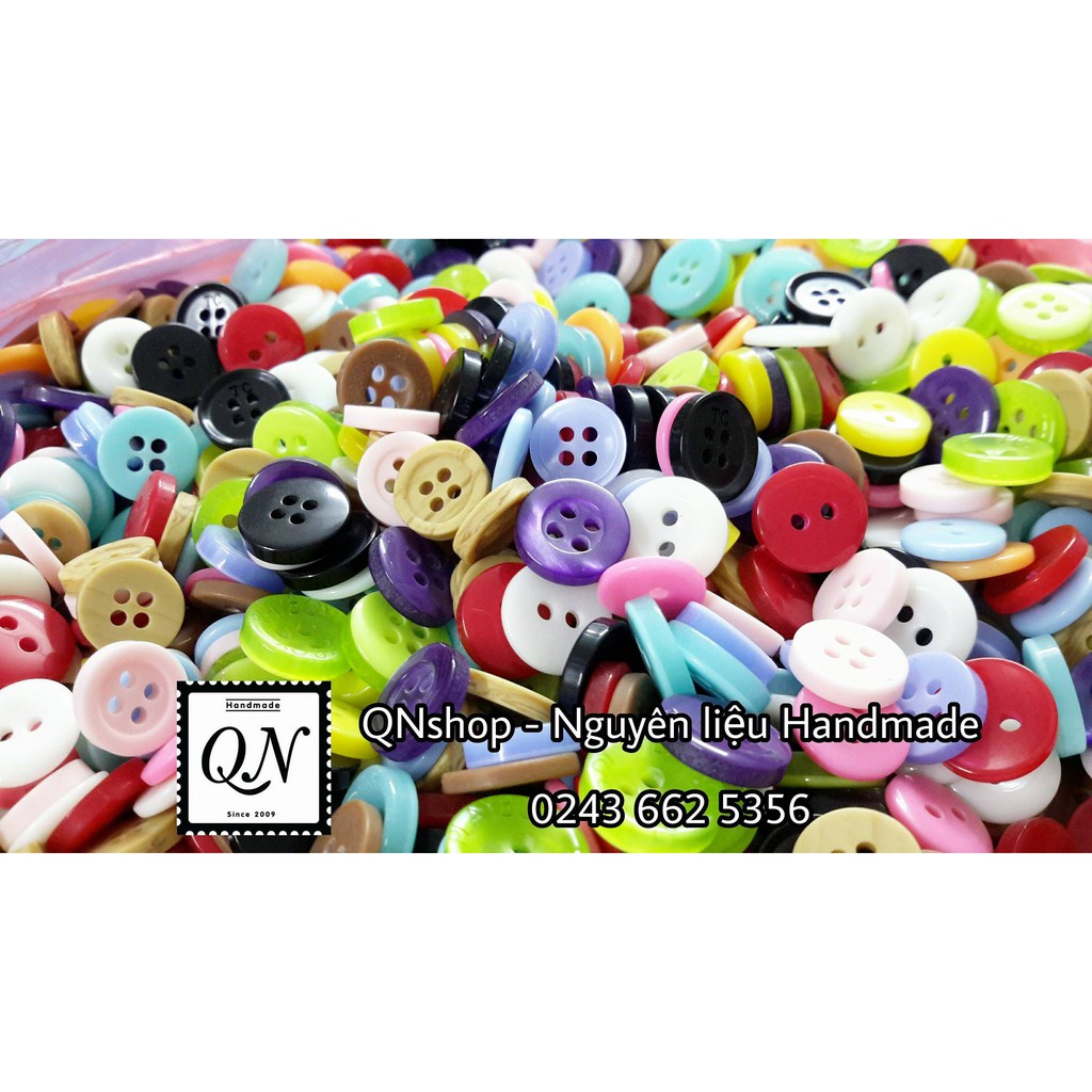 30 Cúc áo nhựa 10mm nhiều màu, nguyên liệu Handmade, nguyên liệu may vá