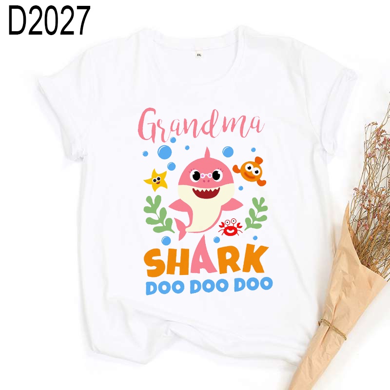 Áo Thun In Hình Cá Mập Hoạt Hình Cho Gia Đình