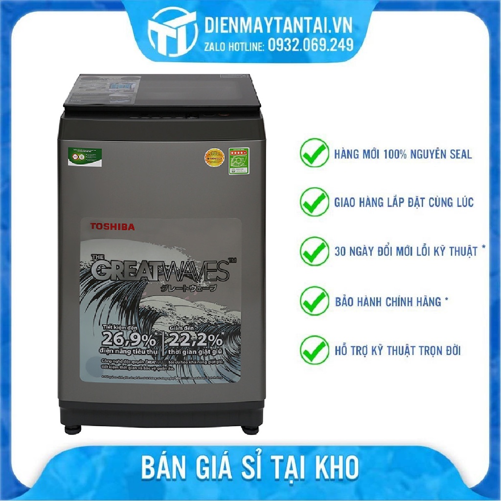 Máy giặt Toshiba 9 kg AW-K1005FV(SG) Mới 2020 , sản xuất Thái Lan, Bảo hành chính hãng 24 tháng, GIAO MIỄN PHÍ HCM