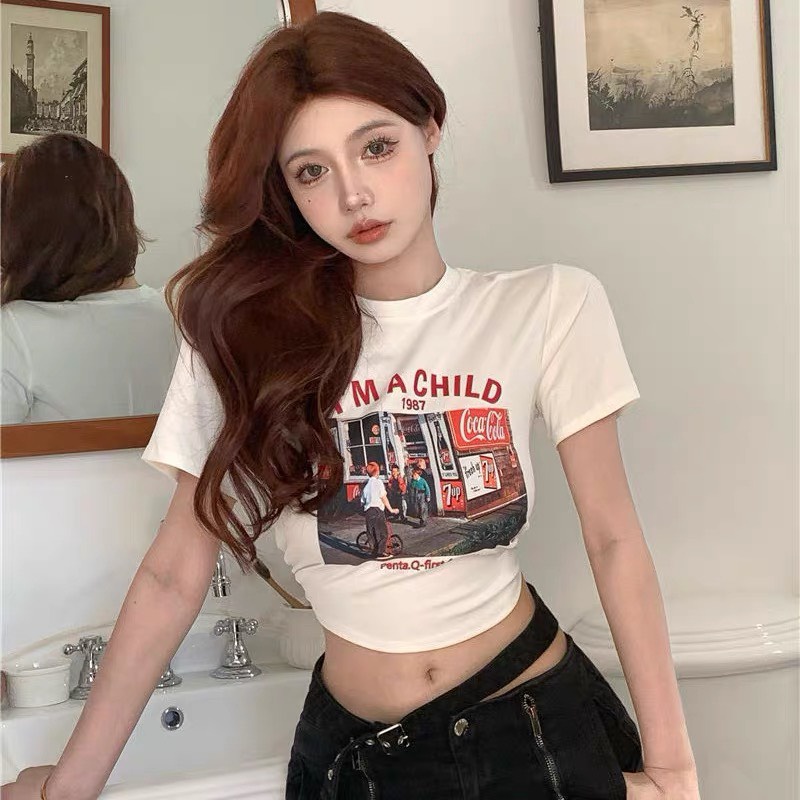 Áo Croptop Body Tay Ngắn PINKSTORE29 Dáng Ôm Họa Tiết In IM A CHILD A5447
