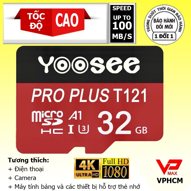 Thẻ nhớ Micro SD 32Gb -100Mb/s / Thẻ nhớ Yoosee Pro Plus 32Gb U3 - 100Mb/s siêu tốc độ | BigBuy360 - bigbuy360.vn