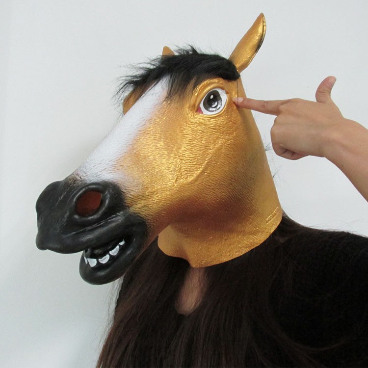Mặt nạ đầu ngựa lông thú hóa trang lễ hội cao cấp cho halloween trung thu
