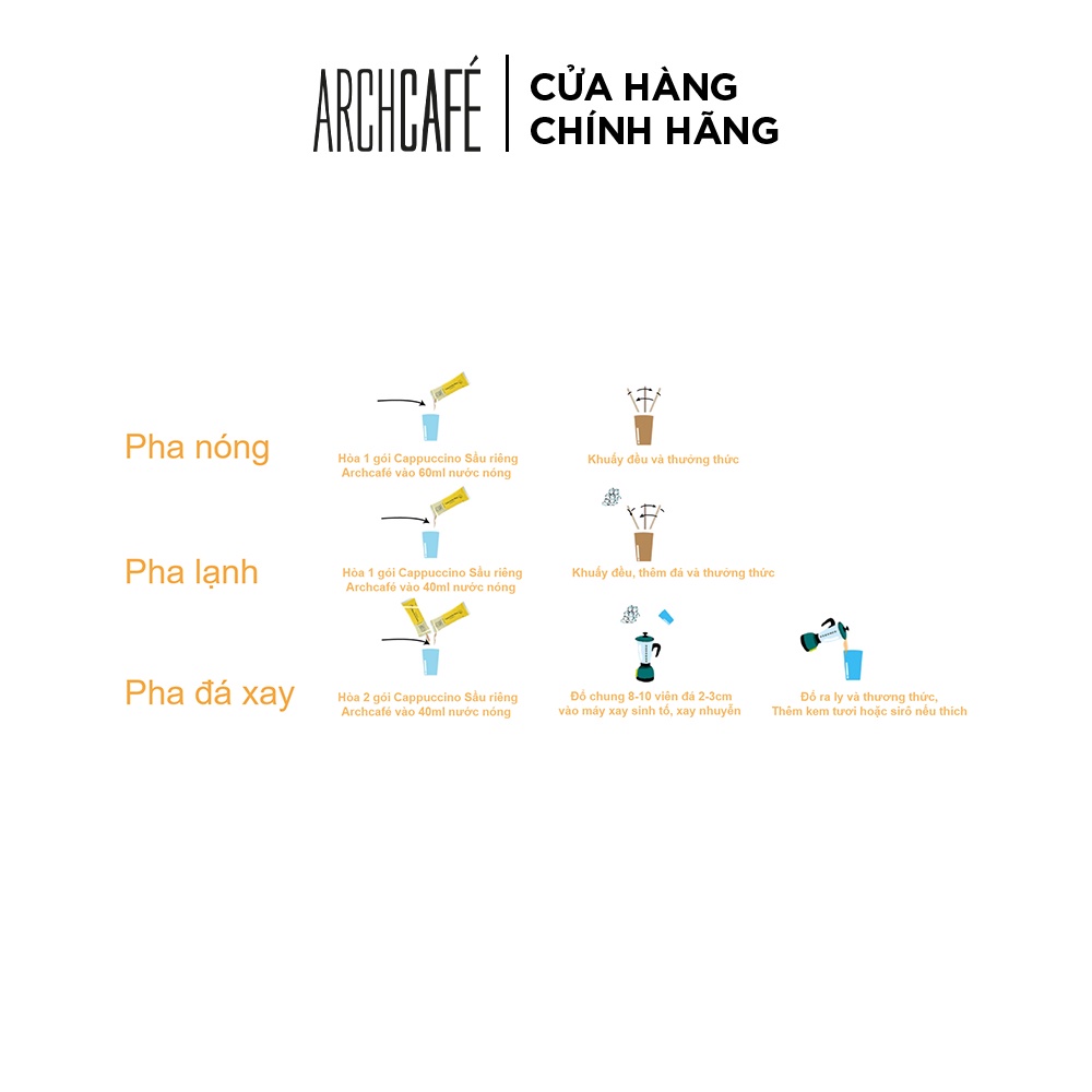 Cà phê Cappuccino Sầu Riêng Archcafé (hộp 12 gói x 18.5g)