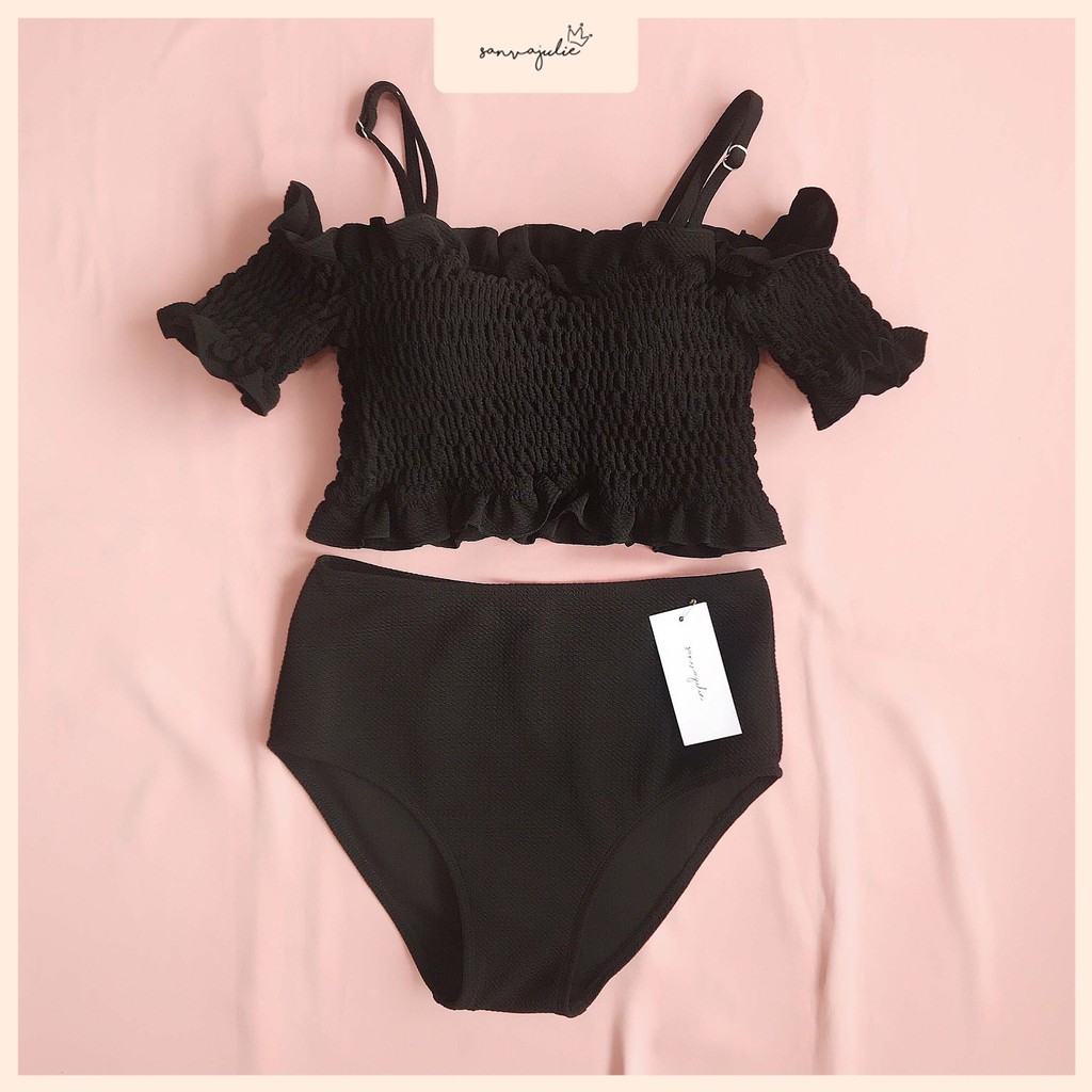 Bộ đồ bơi 2 mảnh - quần cạp cao - áo croptop bèo | BigBuy360 - bigbuy360.vn