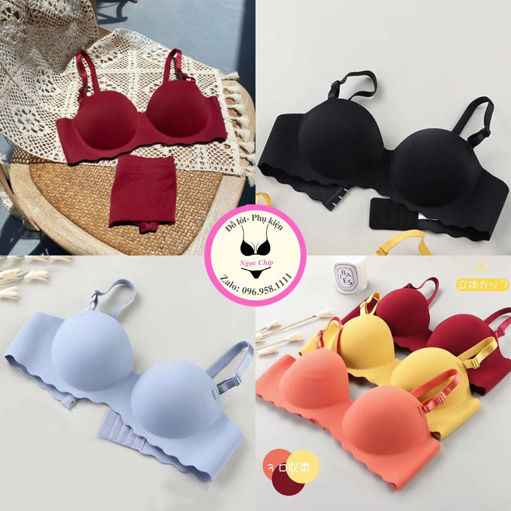Áo lót su quả ngang nâng ngực, áo ngực nữ không gọng mềm mịn thoáng mát viền sóng quyến rũ AL09