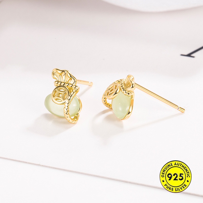 Bông Tai Mạ Vàng 18K Đính Đá Ngọc Bích
