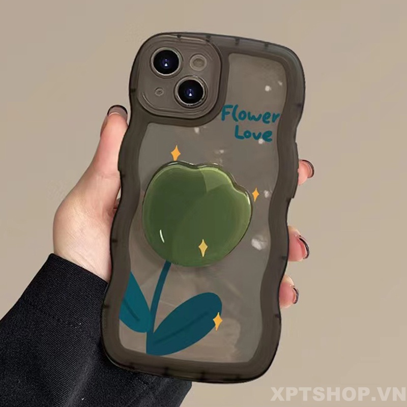 Ốp Điện Thoại Silicone Nhám Chống Sốc Toàn Diện In Hình Hoa tulip Có Giá Đỡ Cho iPhone 14 Pro Max 13 Pro Max 12 Pro Max 11 Pro Max