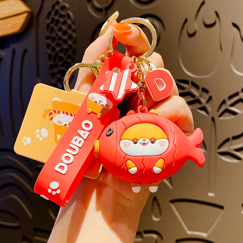 Móc khóa chó Shiba chất liệu PVC siêu đáng yêu móc túi móc balo trang trí quà tặng bạn bè người thân -Ráp