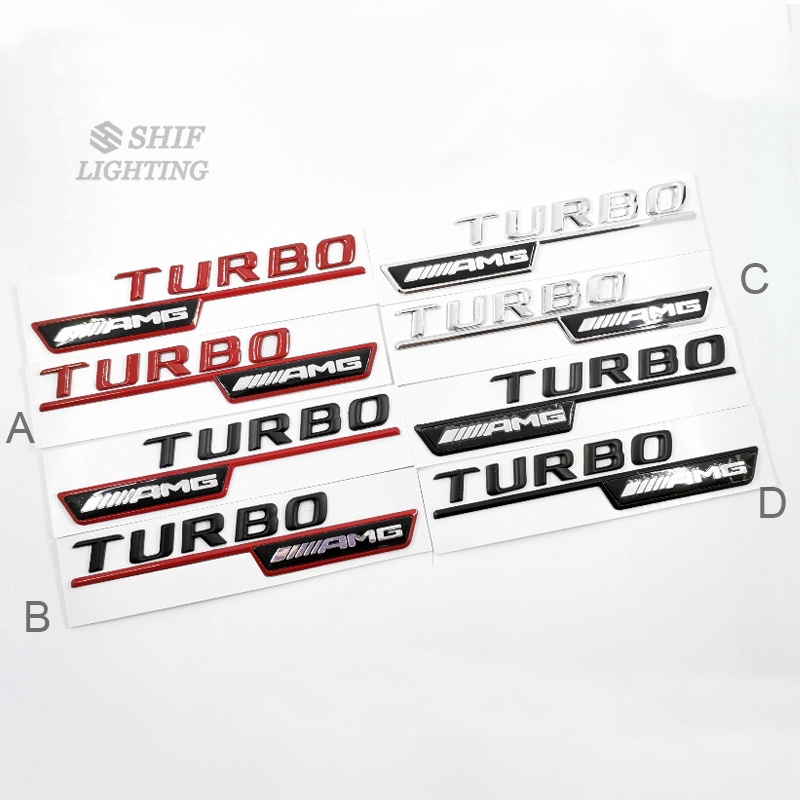 2 x Metal AMG TURBO Letter Logo Car Auto Decorative Emblem Badge Sticker Decal For Mercedes Benz AMG