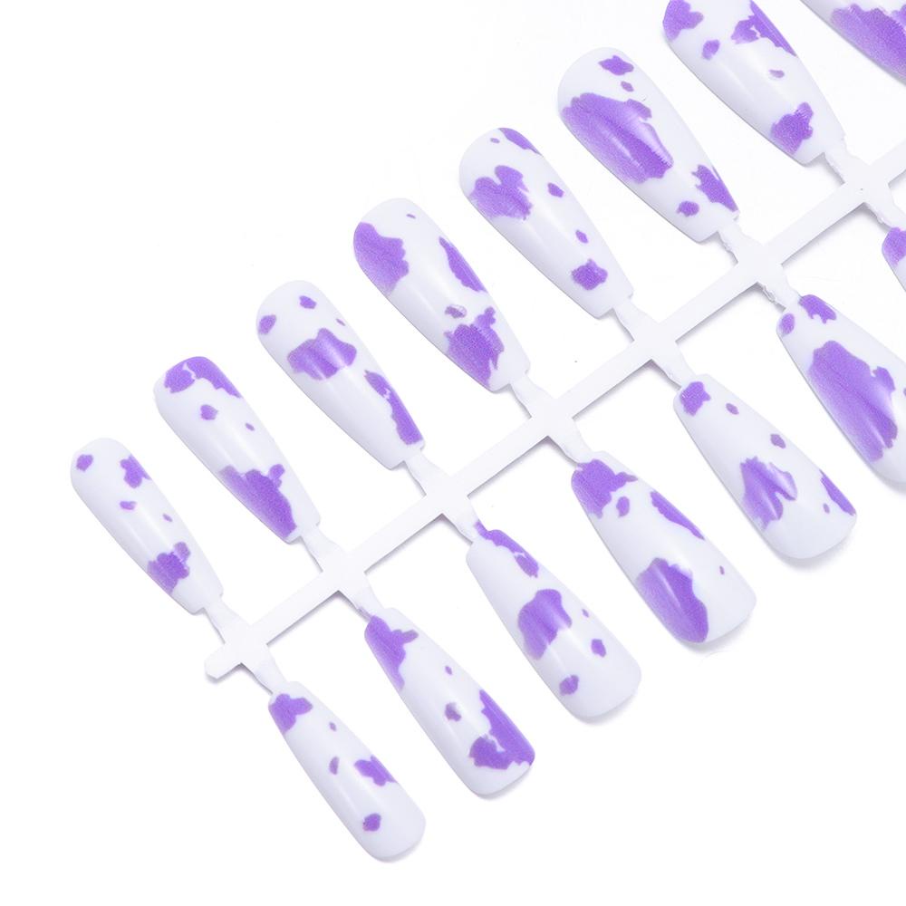 Bộ 24 Móng Tay Giả Che Phủ Toàn Diện Tháo Rời Được Họa Tiết Da Báo / Bò Sữa