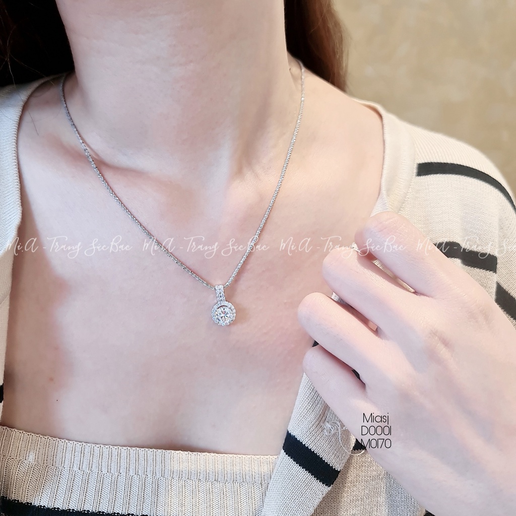 Dây chuyền nữ bạc Ý S925 MiASJ kèm mặt tròn kết đá Cz cao cấp M0170/D0001