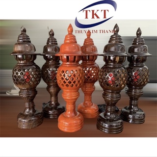 ĐÈN BÀN THỜ - Cặp Đèn tổ ong gỗ 34cm