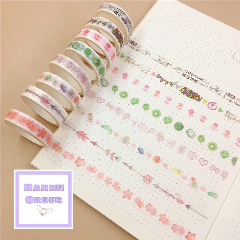 Set 8 washi size 1cm*2m hình cute