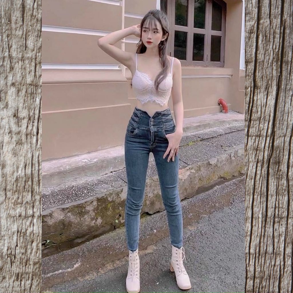 Quần jean Nữ -Quần bò Nữ Kiểu 2 Đai BH1090FS Dáng Skinny Đẹp Y Hình Chuẩn Hàng Shop