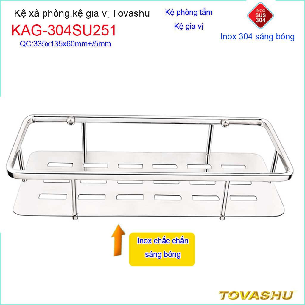 Kệ phòng tắm Inox SUS304, kệ gia vị nhà bếp cao cấp Tovashu KAG-304SU251