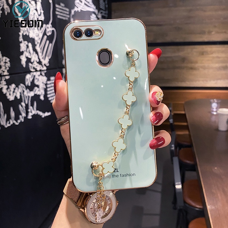 Ốp Điện Thoại Silicon Mềm Hình Chiếc Lá May Mắn Có Dây Đeo Cho Oppo A12 A5S A3S A7 A11K A1K A83 A59 A57 A39 A37 F1S Realme C1 C2