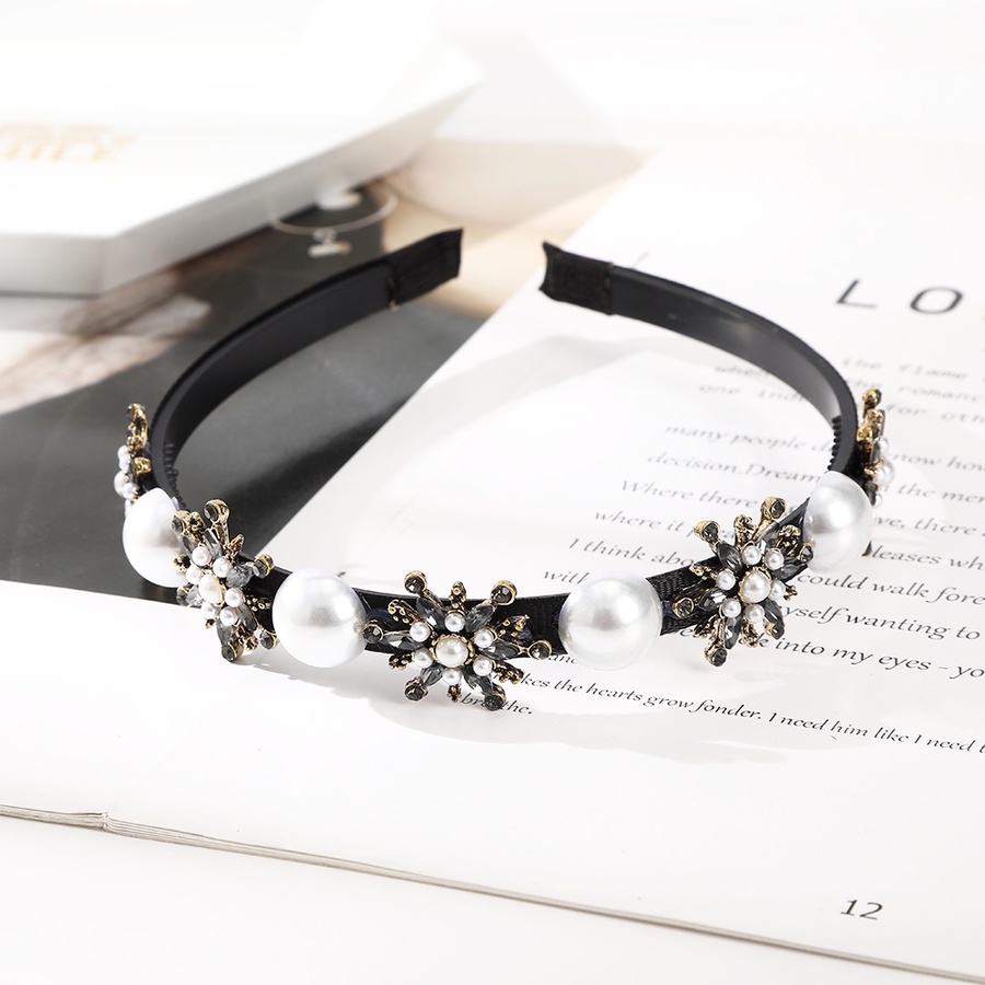 Băng Đô Cài Tóc Đính Đá &amp; Ngọc Trai Giả Bằng Kim Loại