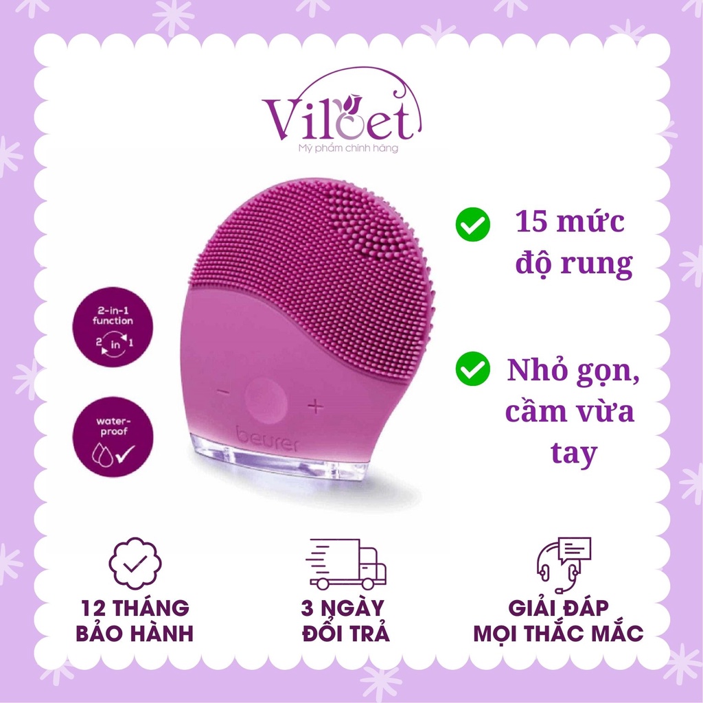 Máy rửa mặt massage Beurer FC49 Đức mini cầm tay chống nước, làm sạch sâu da - Shop Viloet