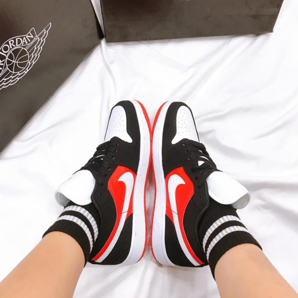 Giày Thể Thao Nam Nữ Ngô Thắng JD Low Đen Đỏ logo Trắng