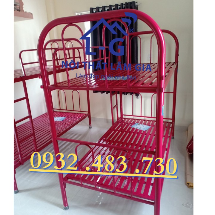 Giường 2 tầng bằng sắt sơn tĩnh điện cho công nhân 1m2x2m_giá siêu tốt