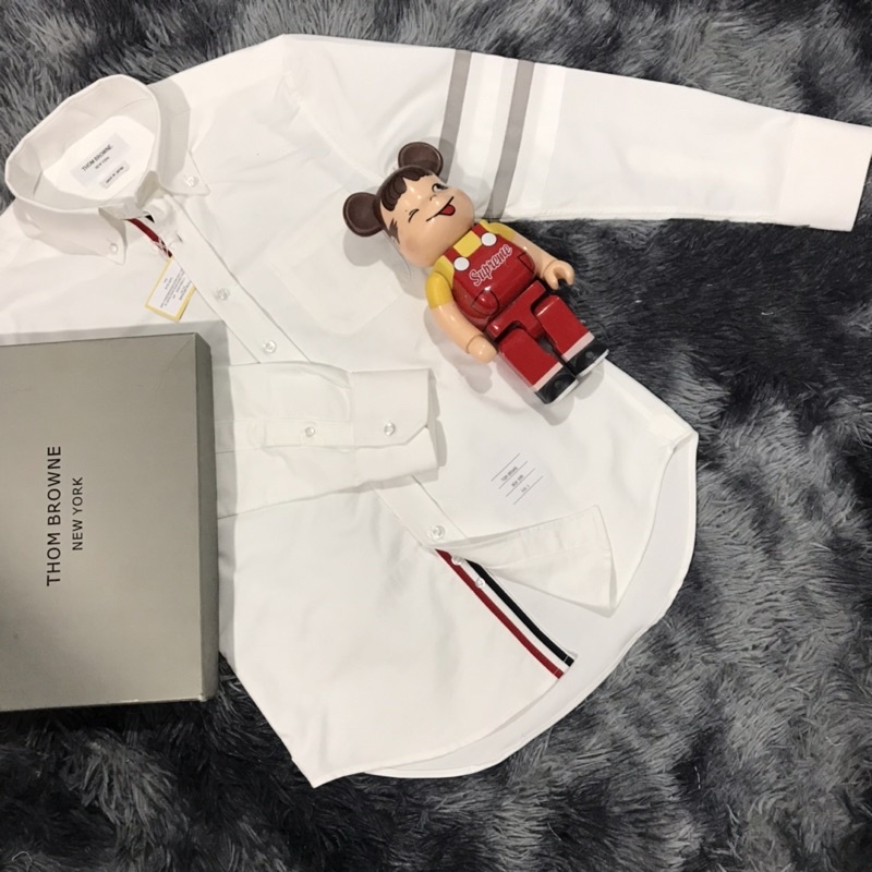 Áo sơ mi Thom browne trắng viền xám trắng nhập khẩu