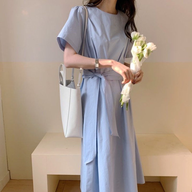 Đầm IELGY cổ tròn cột dây đơn giản thanh lịch cho nữ