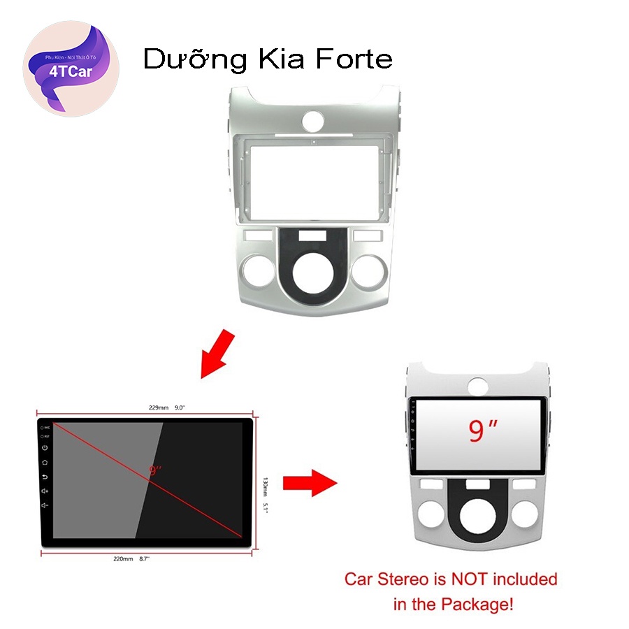 Mặt dưỡng Kia Forte 2007-2015 điều hòa cơ (9 inch)