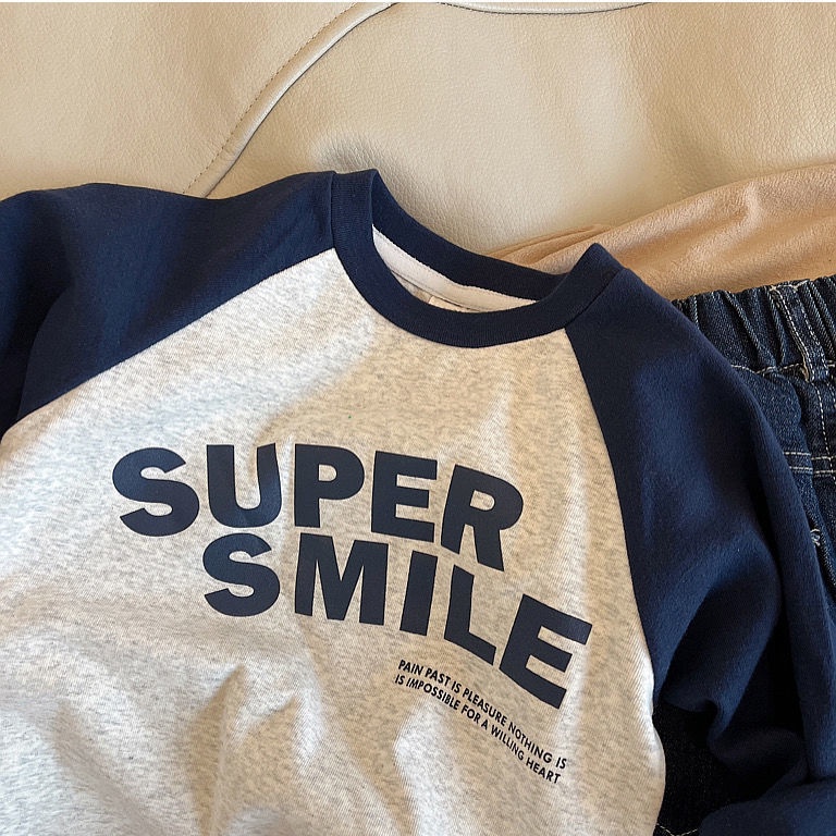 Áo Thun Tay Dài 100% Cotton Màu Sắc Tương Phản Phong Cách Hàn Quốc Cho Bé