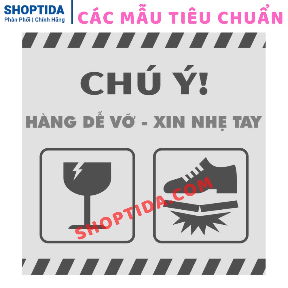 Tem cảnh báo hàng dễ vỡ sticker decal dán in theo yêu cầu in nhiệt Shoptida