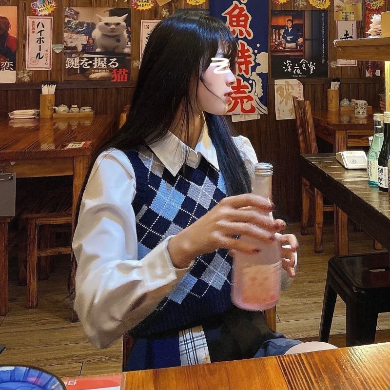 【Yuki】Áo gile kẻ caro màu xanh siêu xinhh | BigBuy360 - bigbuy360.vn