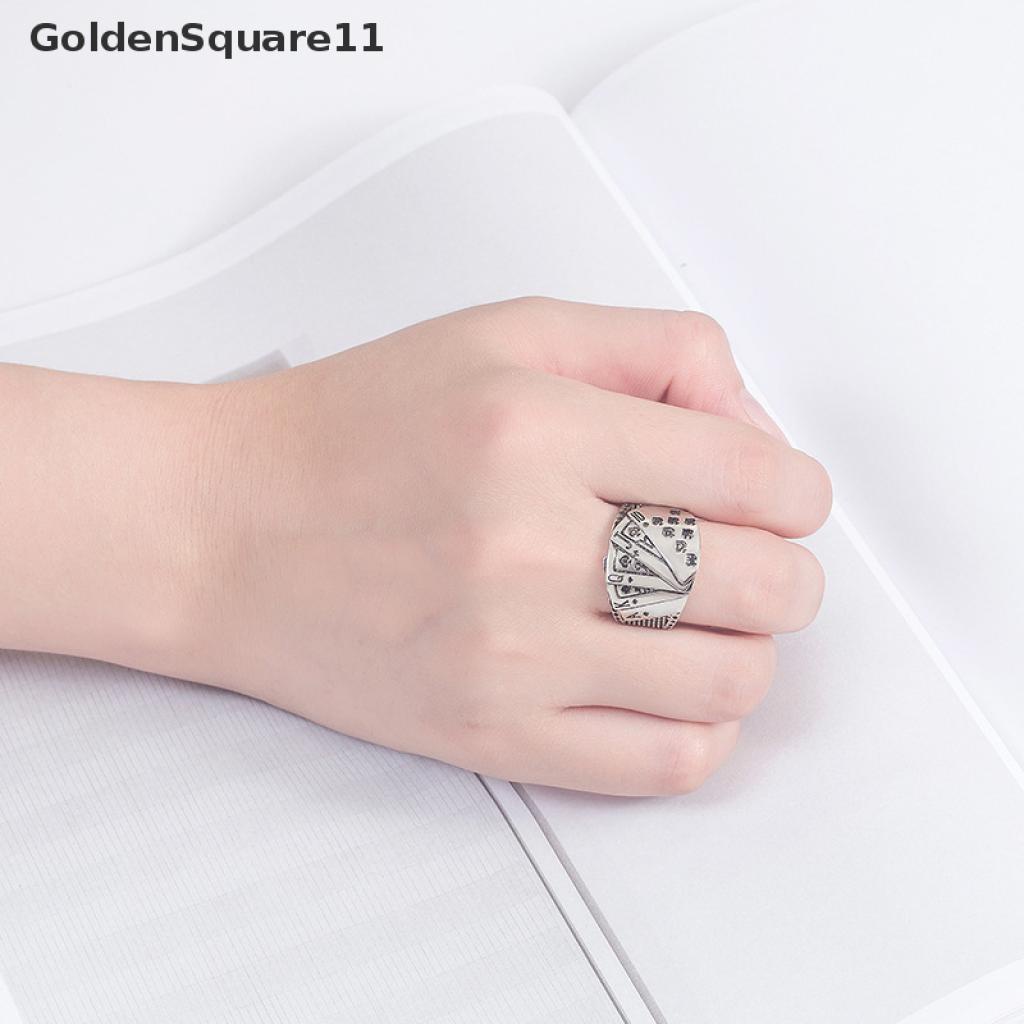 [Goldsquare11] Nhẫn Hình Biểu Tượng Lá Bài Poker Màu Bạc Phong Cách Gothic Punk Thích Hợp Làm Quà Tặ